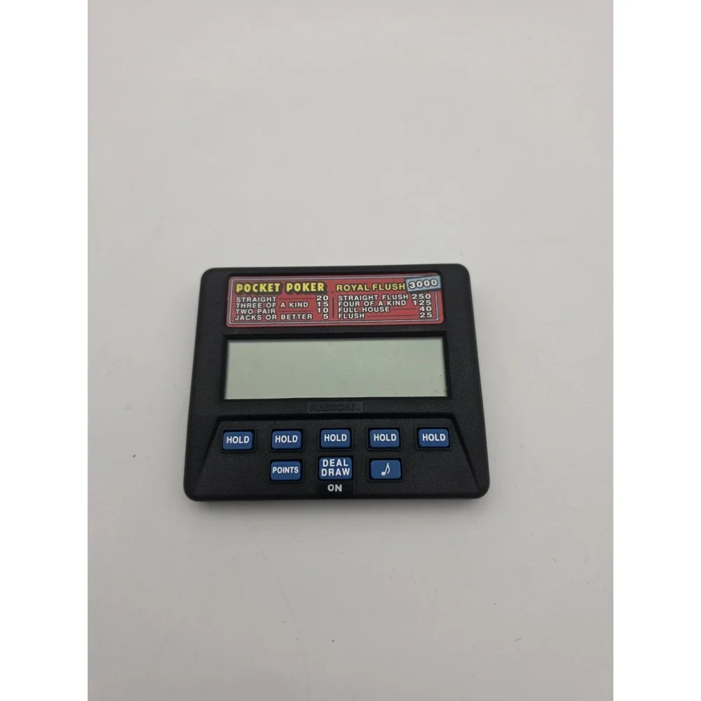 Vintage Radica Pocket Poker Royal Flush 5000 Model 1310 Electronic Handheld Game